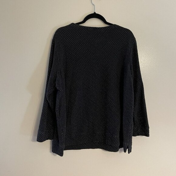 Lands End Womn 2X Black White Polka Dot Quilted Crewneck Pullover Sweatshirt Top - Picture 10 of 10
